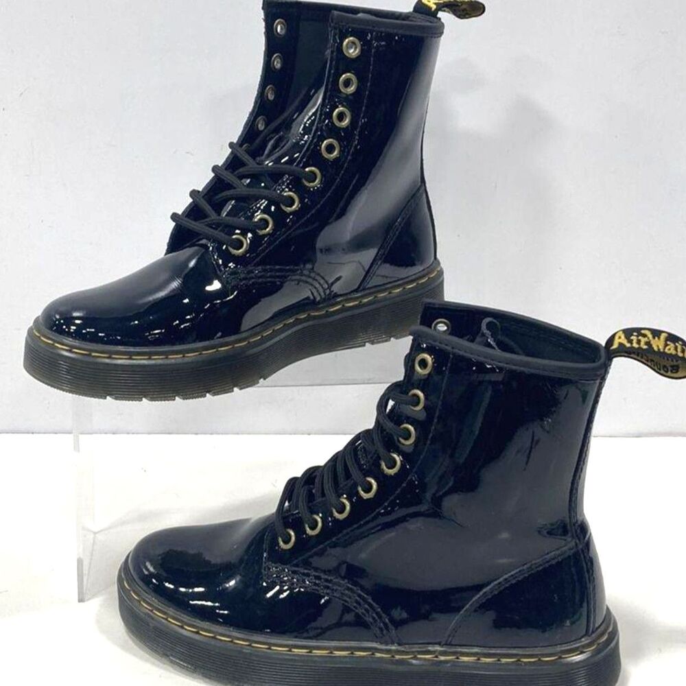 Dr Martens Zavala Black Patent Leather Boots - Women's Size 6